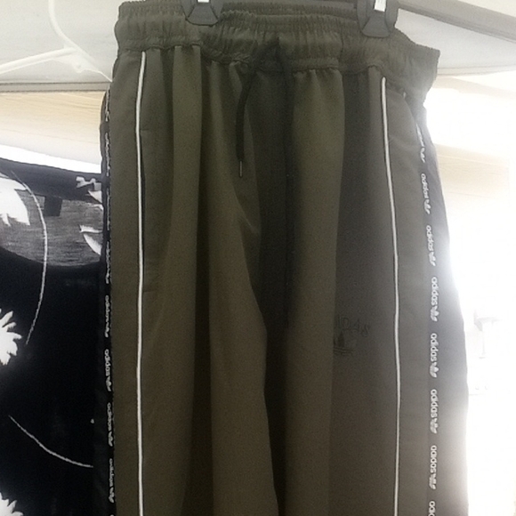 adidas Olive Joggers with White Accents - Picture 1 of 1